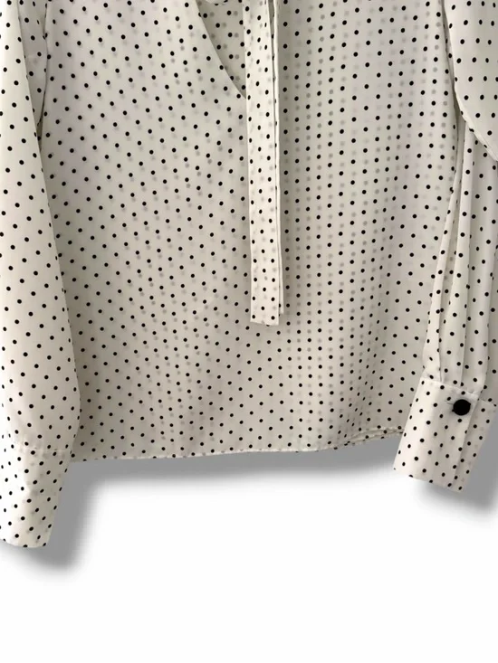 Alexis White/Black Polka Dot Priya Blouse Velvet Buttons Office Secretary Medium - Picture 3 of 9